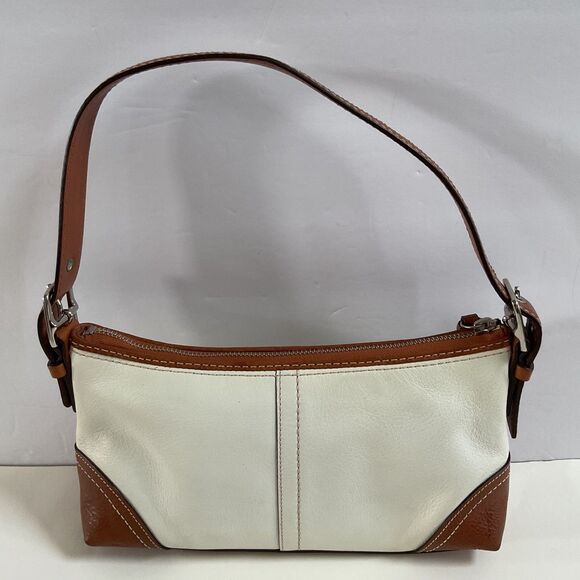 Coach Y2K Hamptons Soho Demi Cream & Brown Leather Baguette Shoulder Bag F11195 - Picture 1 of 14